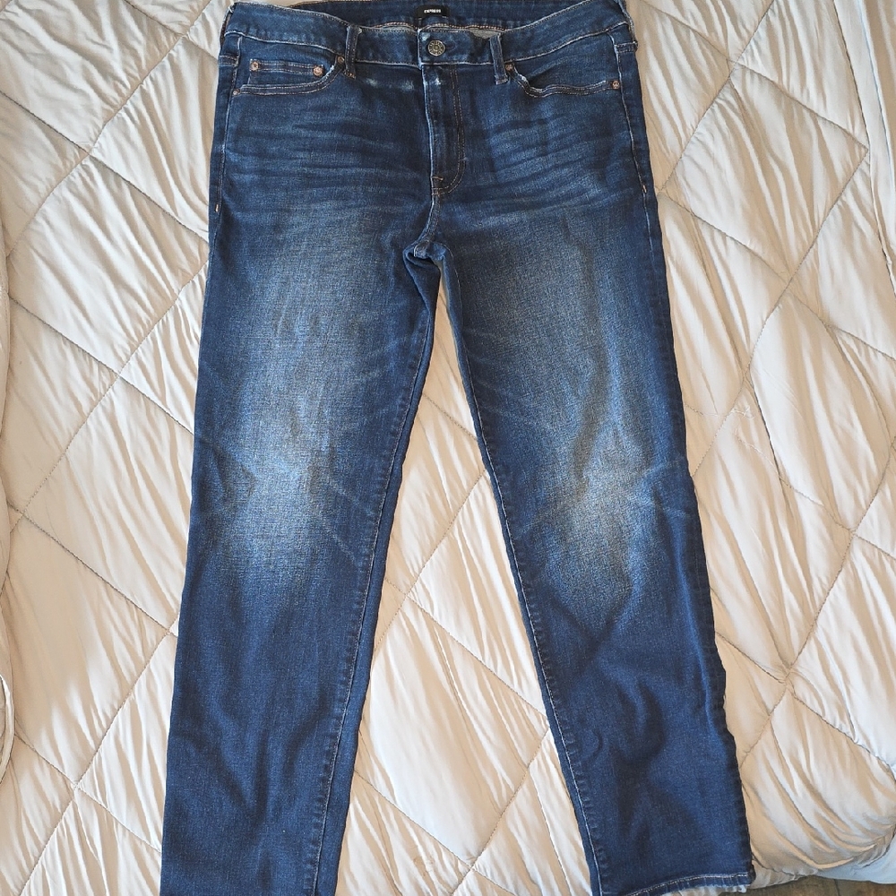 Express Blue Slim Jeans with Natural Fading